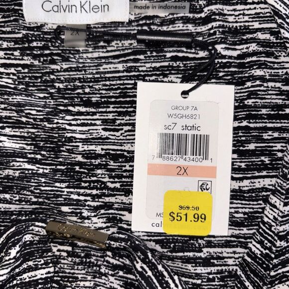 Calvin Klein Womens Black & White Sleeveless Tank Top Size 2X NWT Keyhole Neck - Picture 9 of 10